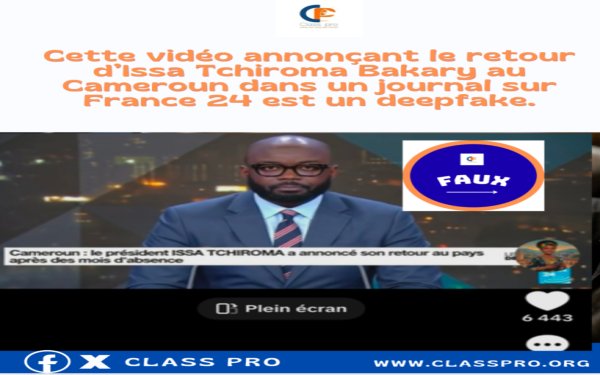 Cette vidéo annonçant le retour d’Issa Tchiroma Bakary au Cameroun dans un journal sur France 24 est un deepfake