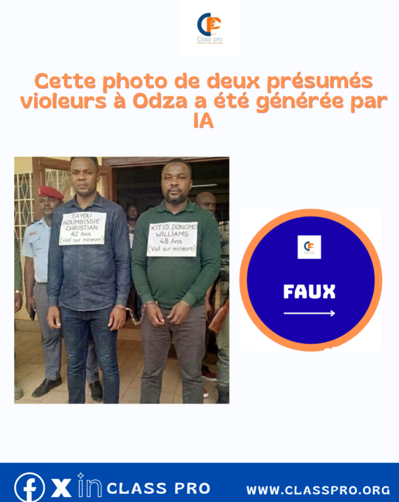 Cette photo de deux présumés violeurs à Odza a été générée par IA